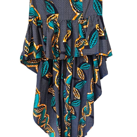 Binta Real Wax African Print Peplum Hi-Low Top | Size 2XL | New - Picture 3 of 9